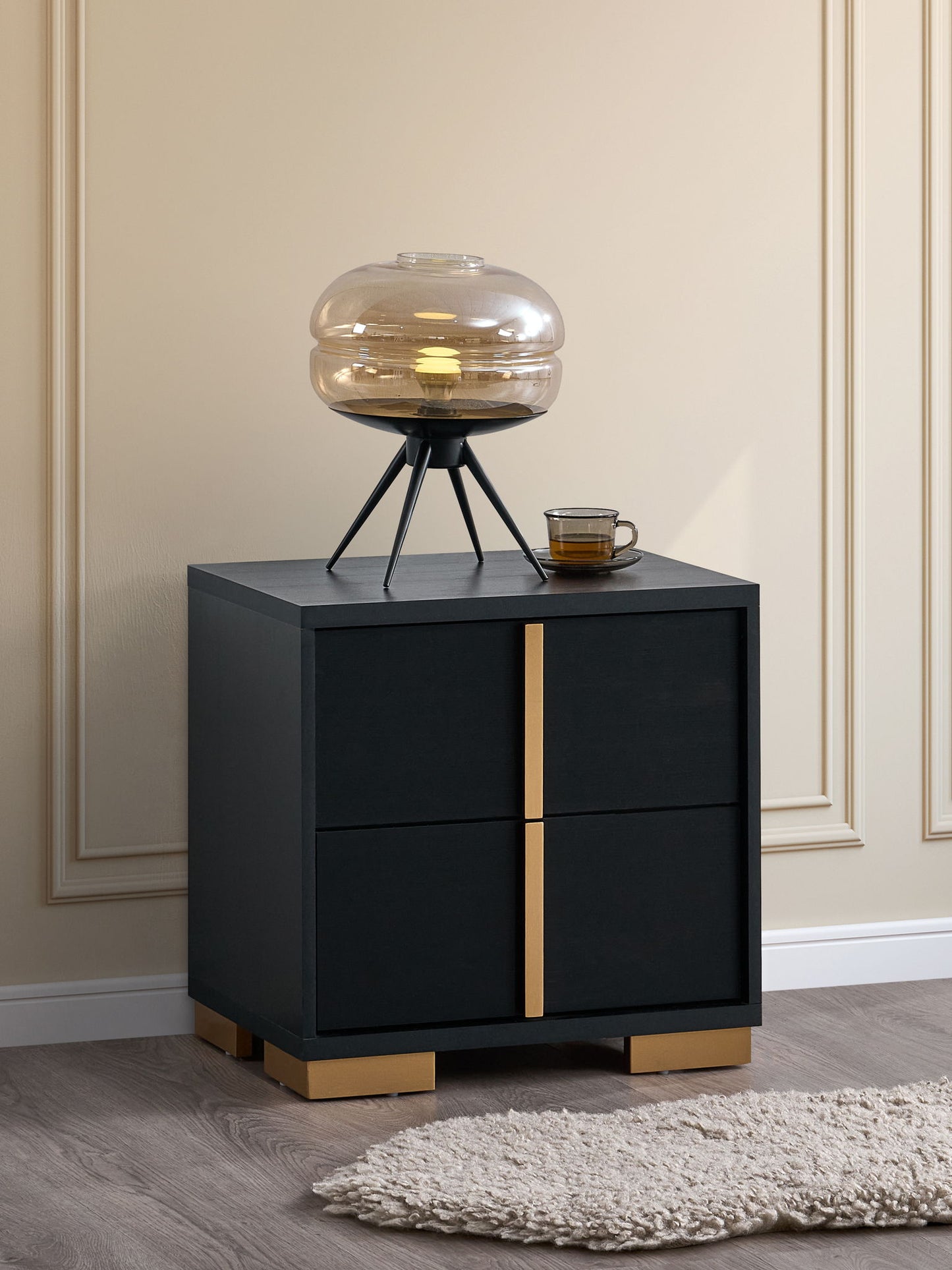 Steeler - Nightstand - Black / Gold