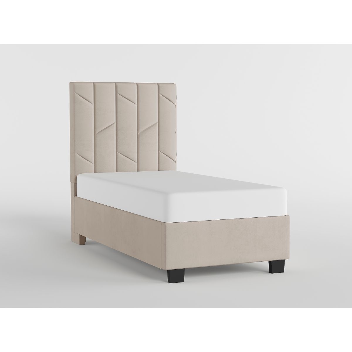 39" Beige Microfiber Platform Bed