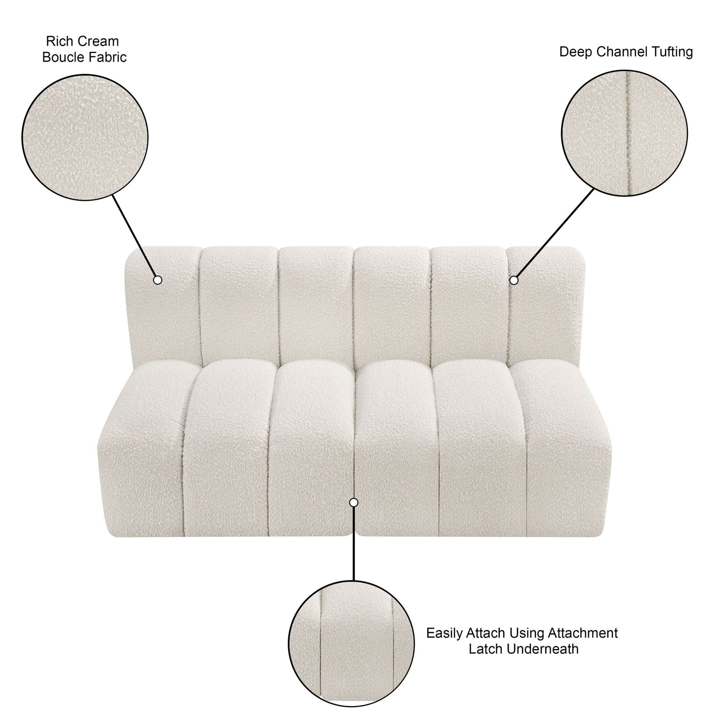 Arc - Boucle Fabric 2 Seats Modular Sofa