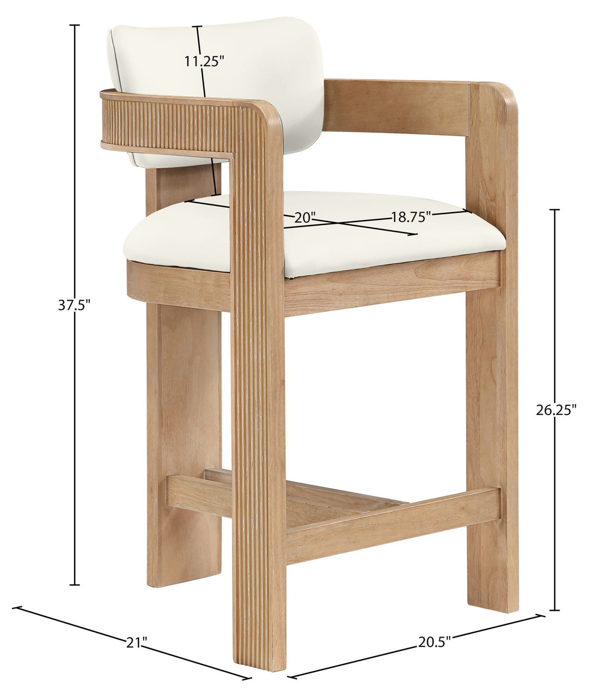 Sacha - Vegan Leather Upholstered Counter Stool With Natural Base