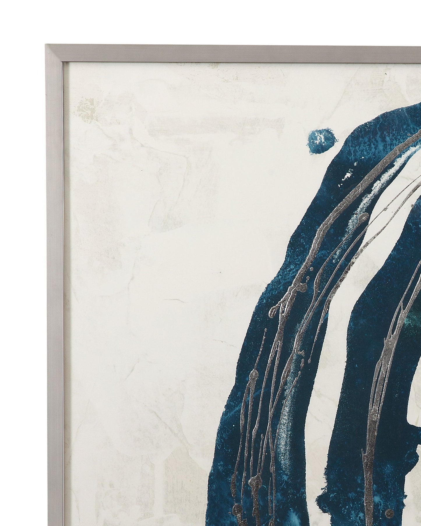 Embellished Blue Circle Framed Print (Set of 2) - Blue