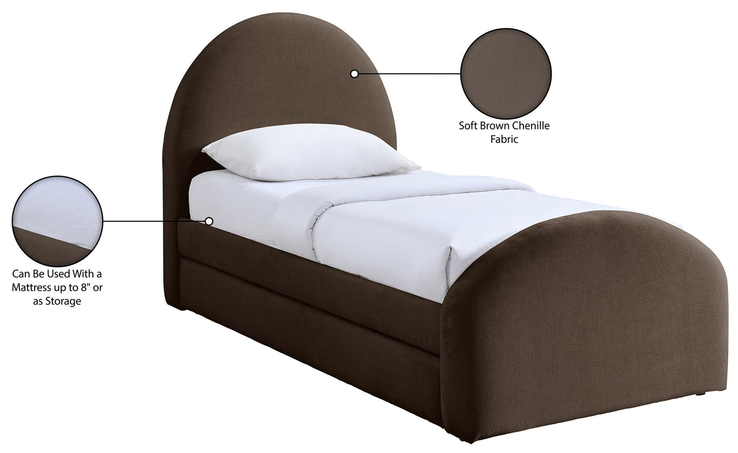 Andaz - Chenille Fabric Upholstered Trundle Bed