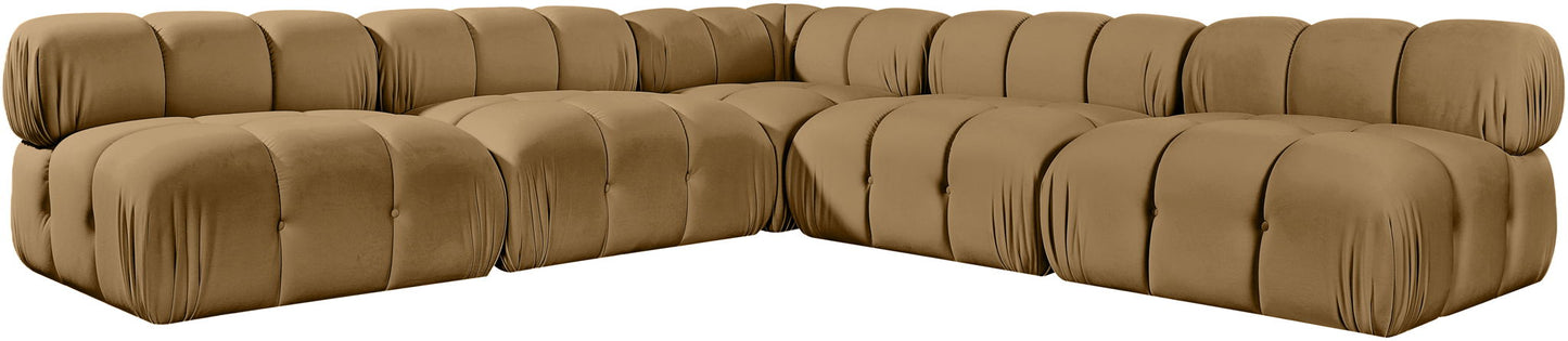 Orin - Velvet Fabric 5 Piece Modular Sectional