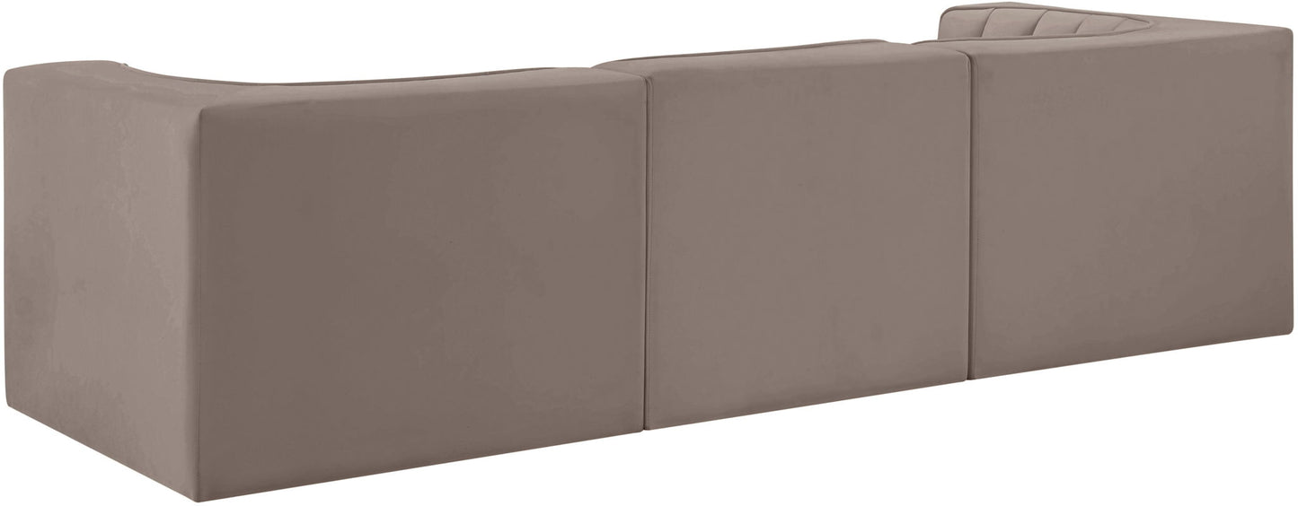 Rummi - Velvet Performance Fabric Upholstered 3 Piece Modular Sofa