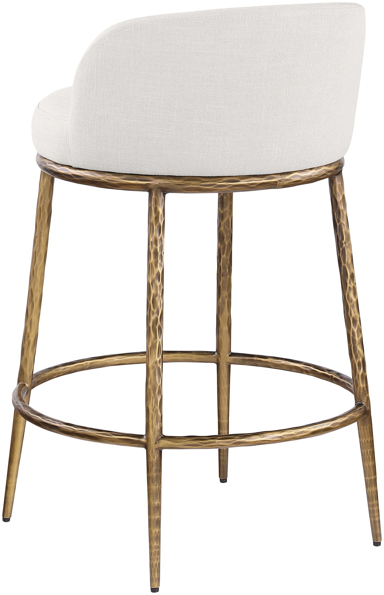 Ferro - Linen Textured Performance Fabric Upholstered Counter Stool - Cream / Brushed Gold