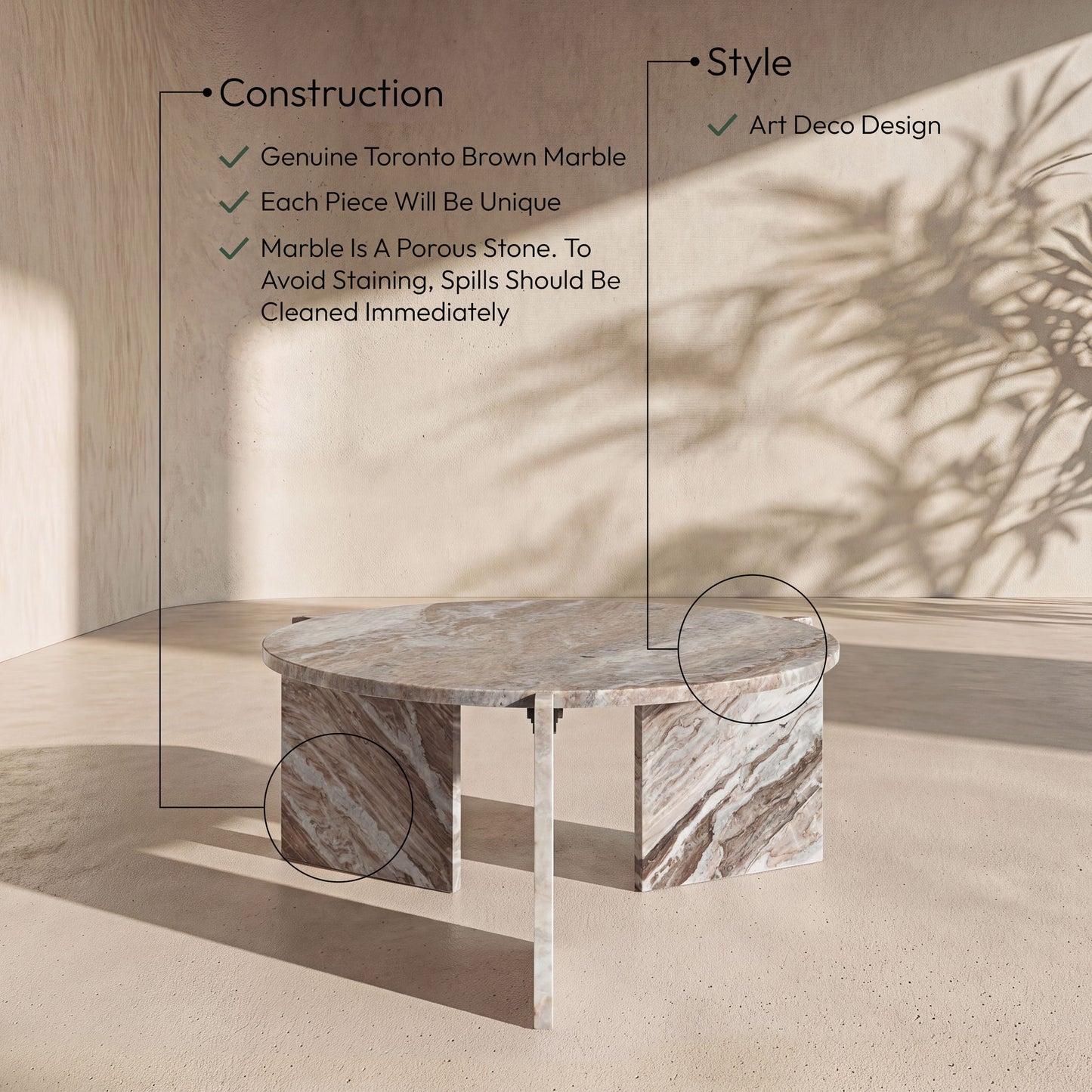 Vernazza - Genuine Marble Table