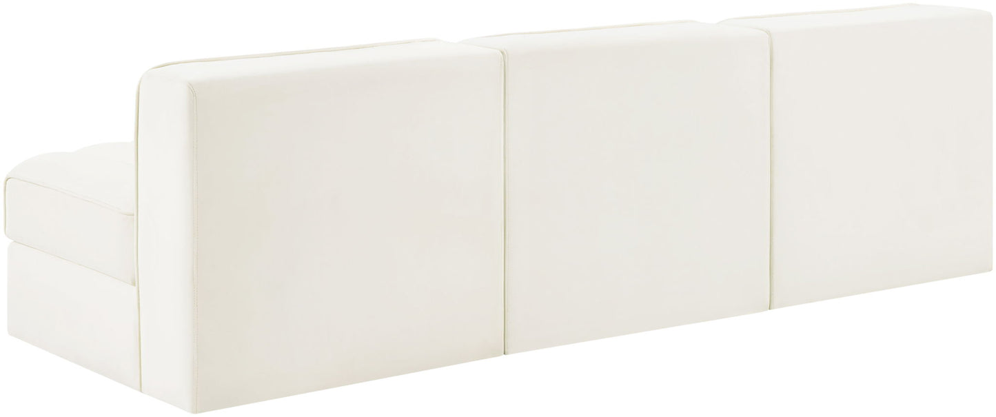 Rummi - Velvet Performance Fabric Upholstered 3 Piece Modular Armless Sofa