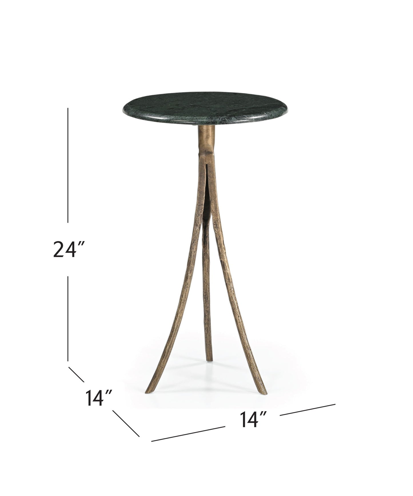 Milo - Accent Table - Antique Brass / Green Marble