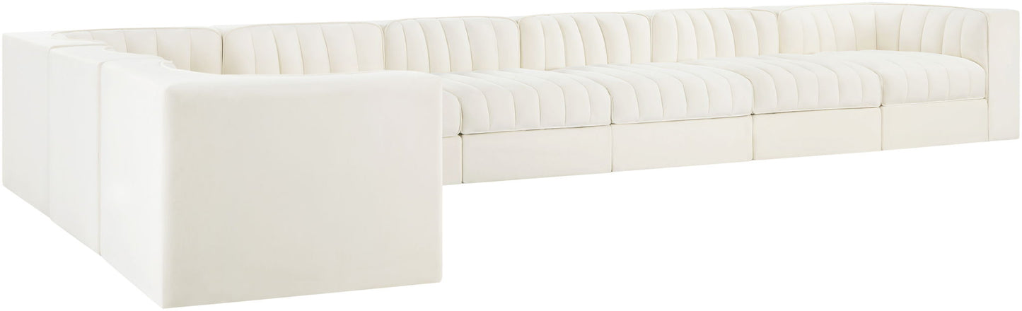 Rummi - Velvet Performance Fabric Upholstered 8 Piece Modular Sectional (With 3 Corner Chairs)