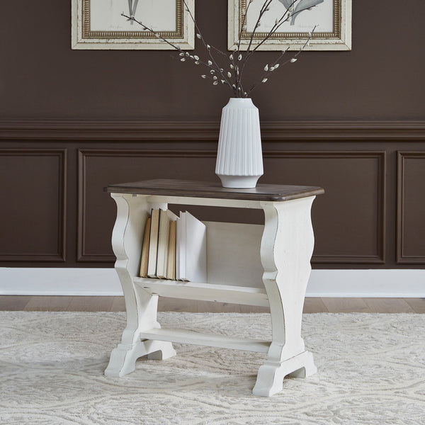 Abbey Road - Library Chair Side Table - Porcelain White / Churchill Brown