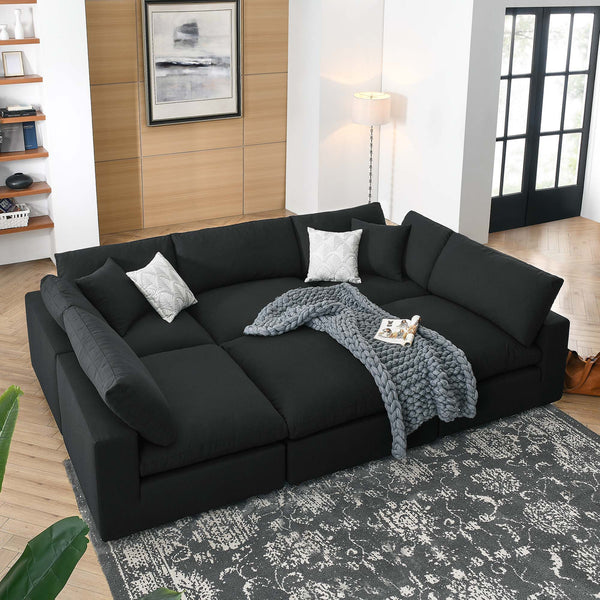 Commix 6-Piece Down Filled Overstuffed Sectional Sofa - Black