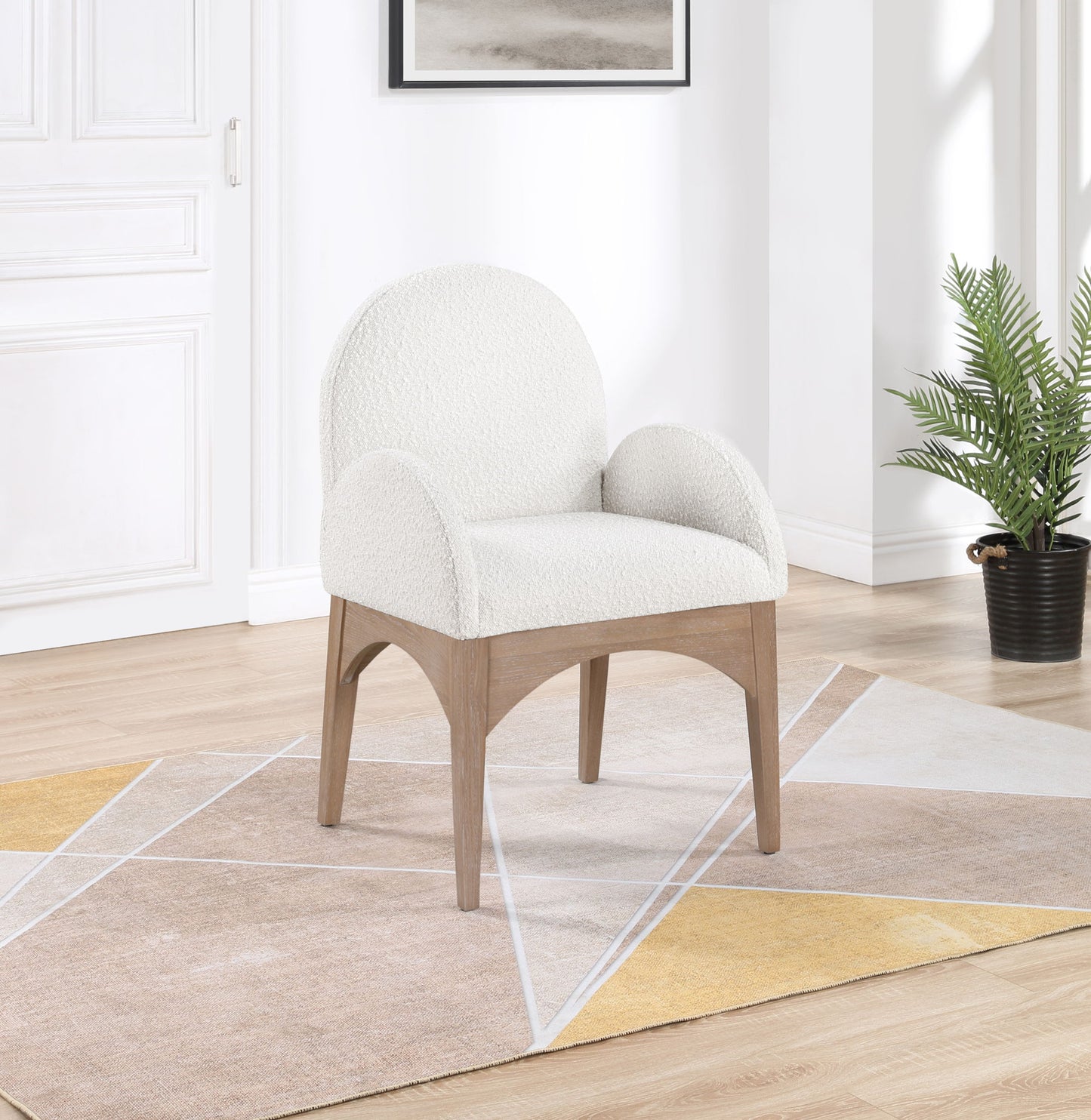 Waldorf - Boucle Dining Arm Chair With Natural Legs