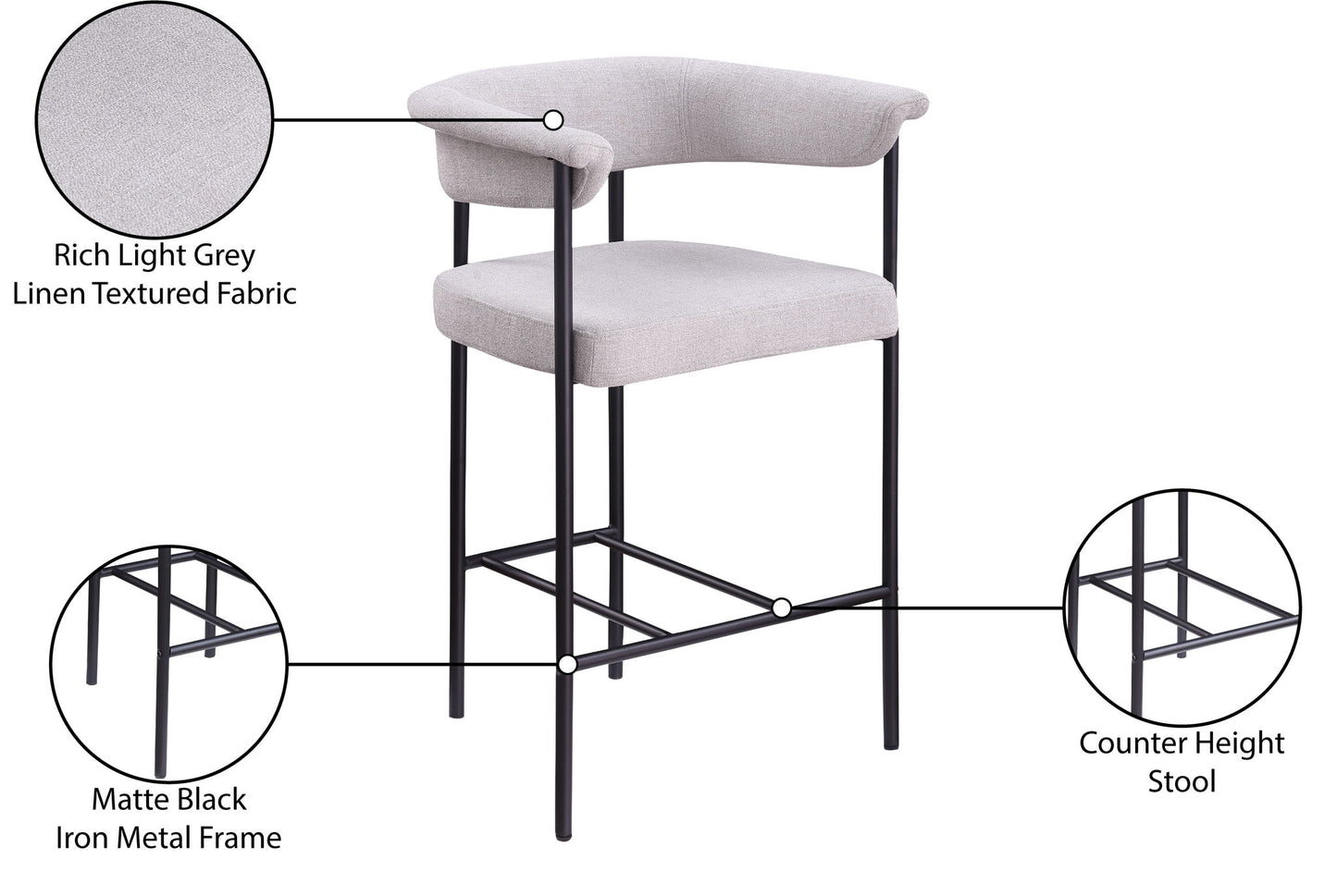 Malin - Linen Counter Stool (Set of 2)