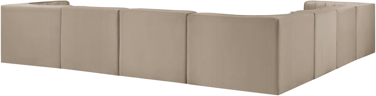 Rummi - Symmetrical Velvet Performance Fabric Upholstered 7 Piece Modular Sectional (With 3 Corner Chairs)