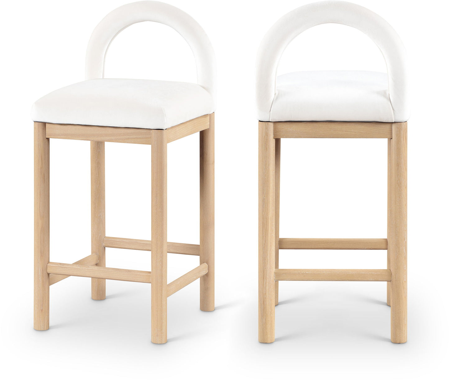 Conrad - Velvet Counter Stool With Natural Legs