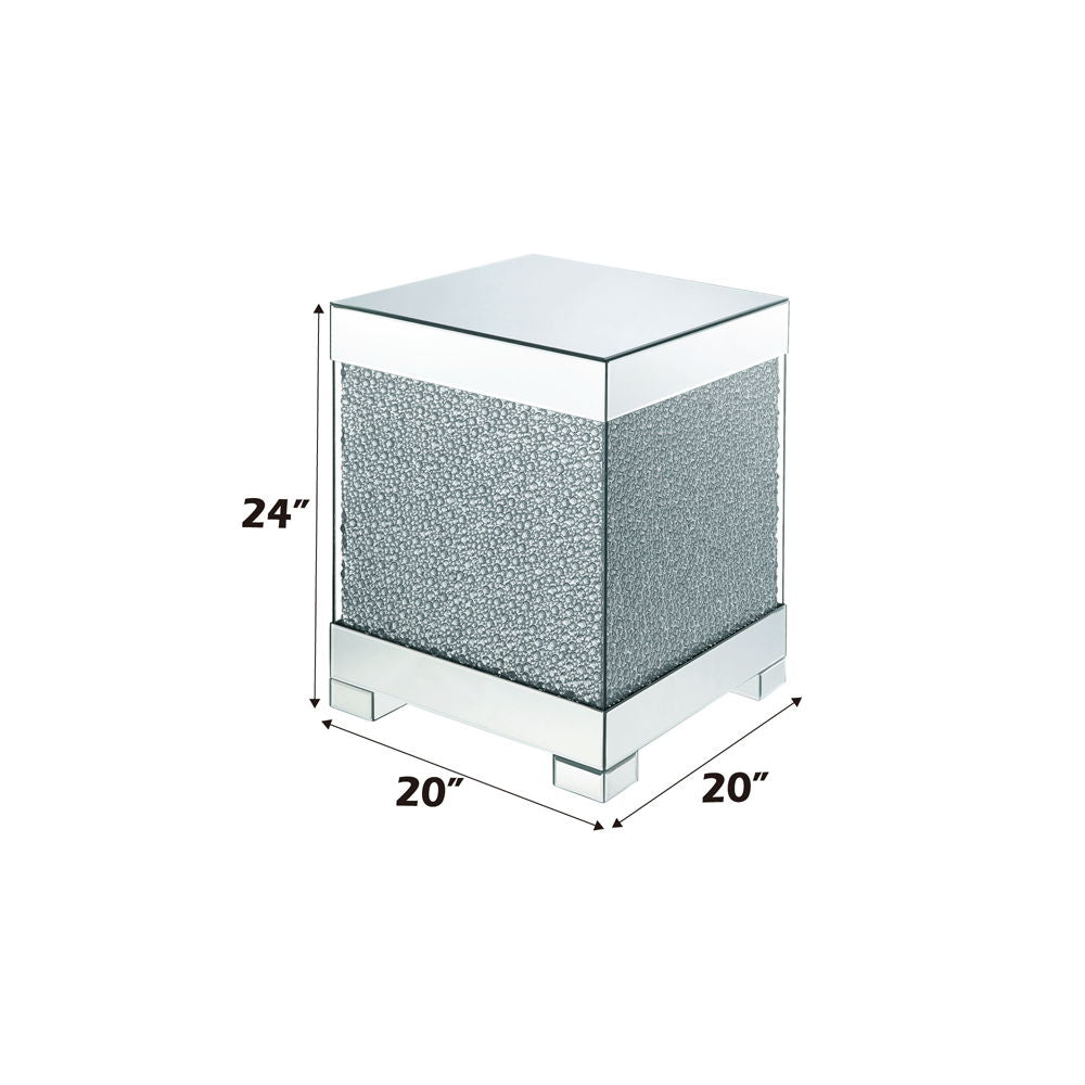 Mallika - End Table - Mirrored & Faux Round Crystals