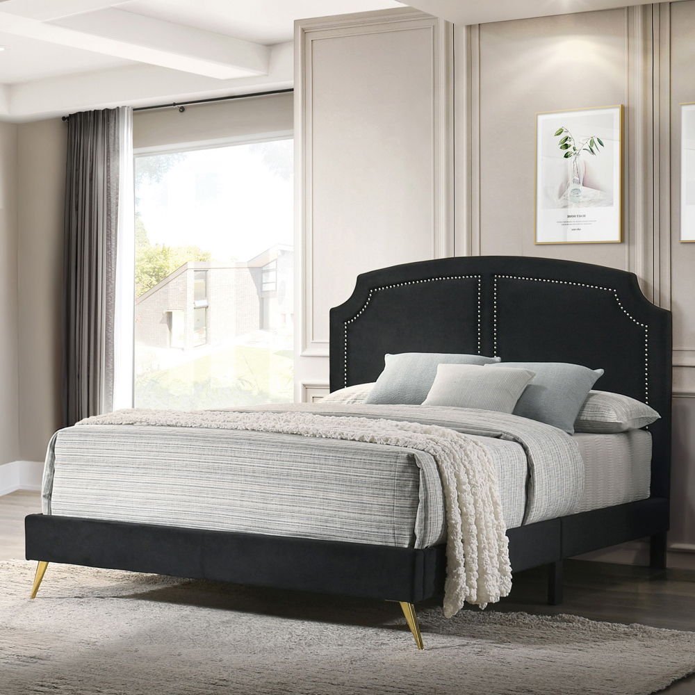 Zeena - Eastern King Bed - Black Velvet