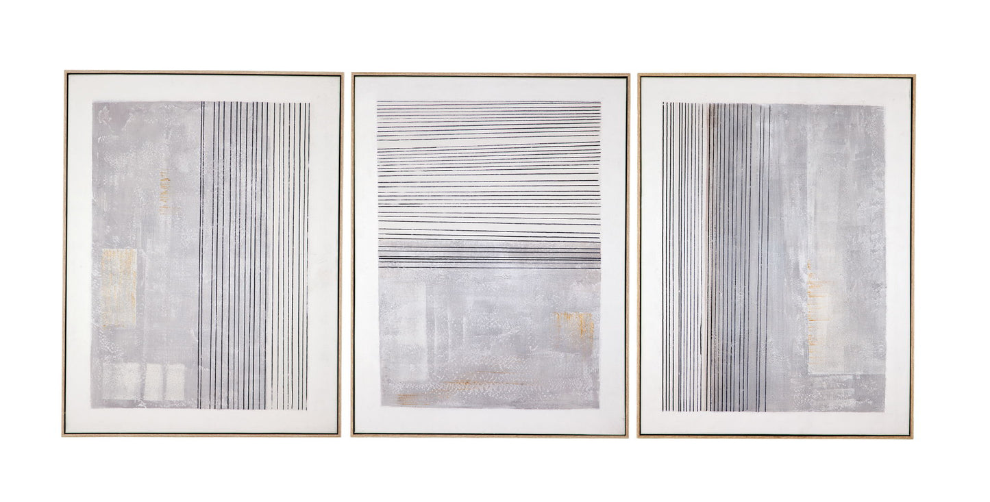 Razi Framed Canvas (Set of 3) - Gray
