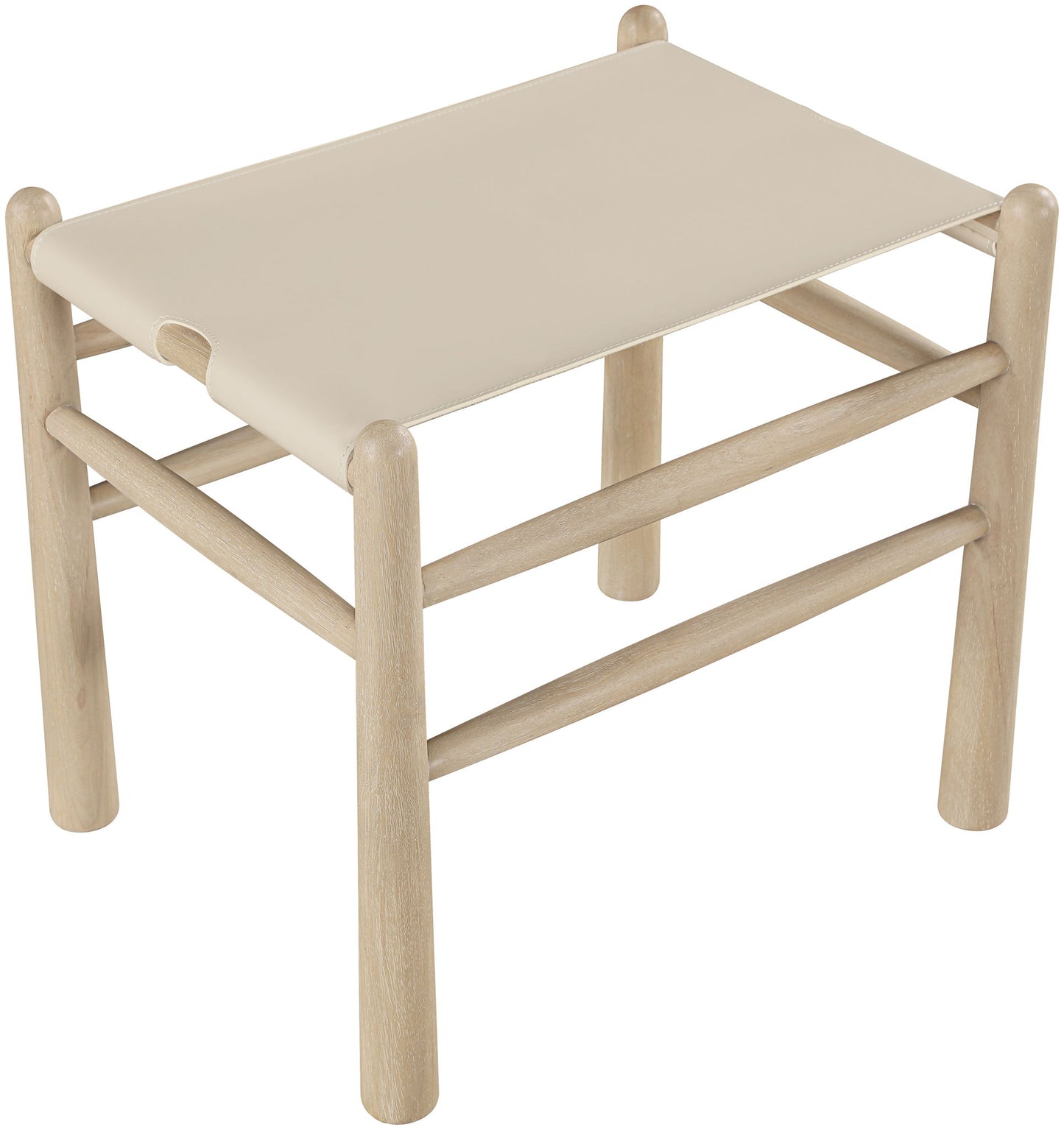 Santos - Faux Leather Upholstered Bench - Natural Frame