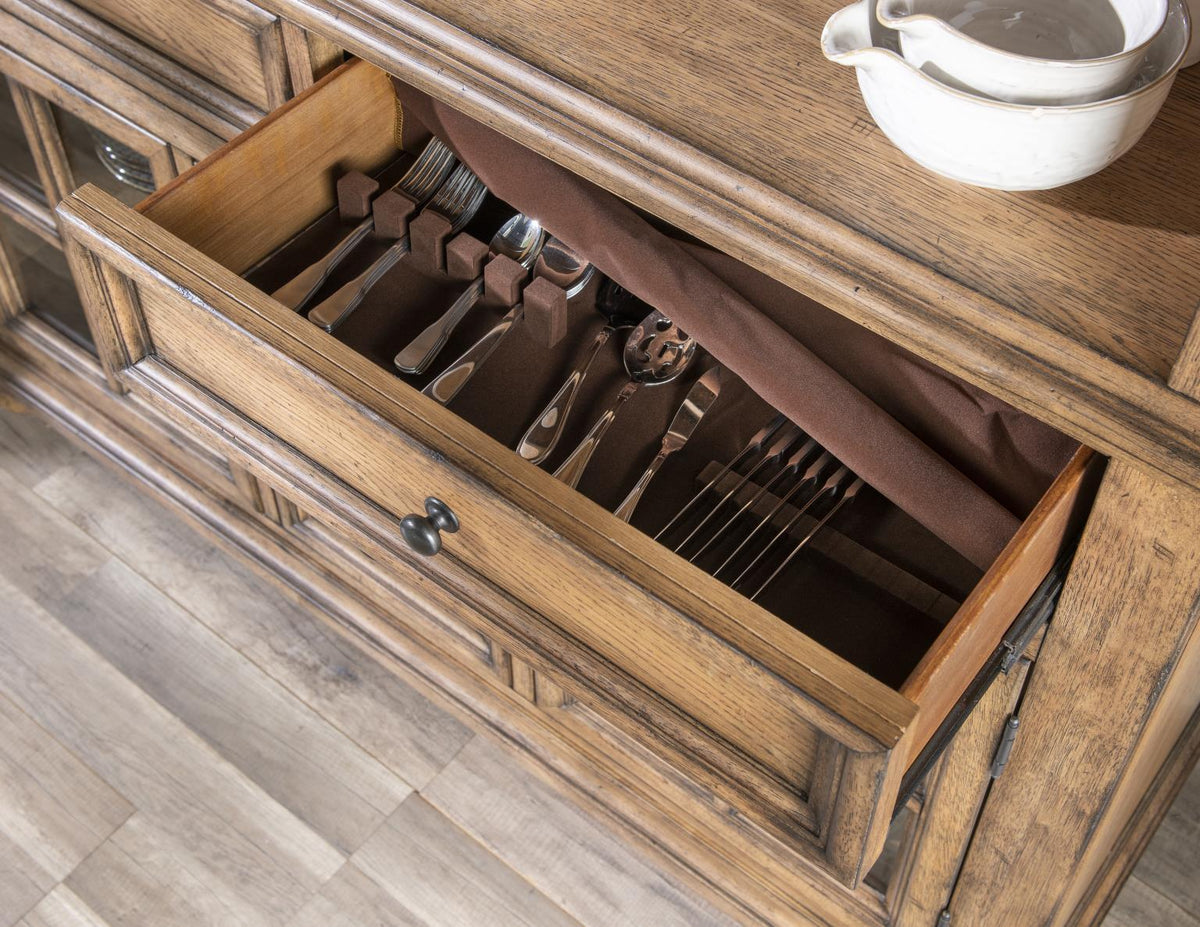 Vintage Market - Complete Hutch And Server - Barnwood Oak