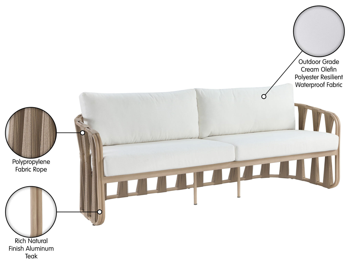 San Pietro - Resilient Waterproof Fabric 90.5" Upholstered Outdoor Patio Sofa