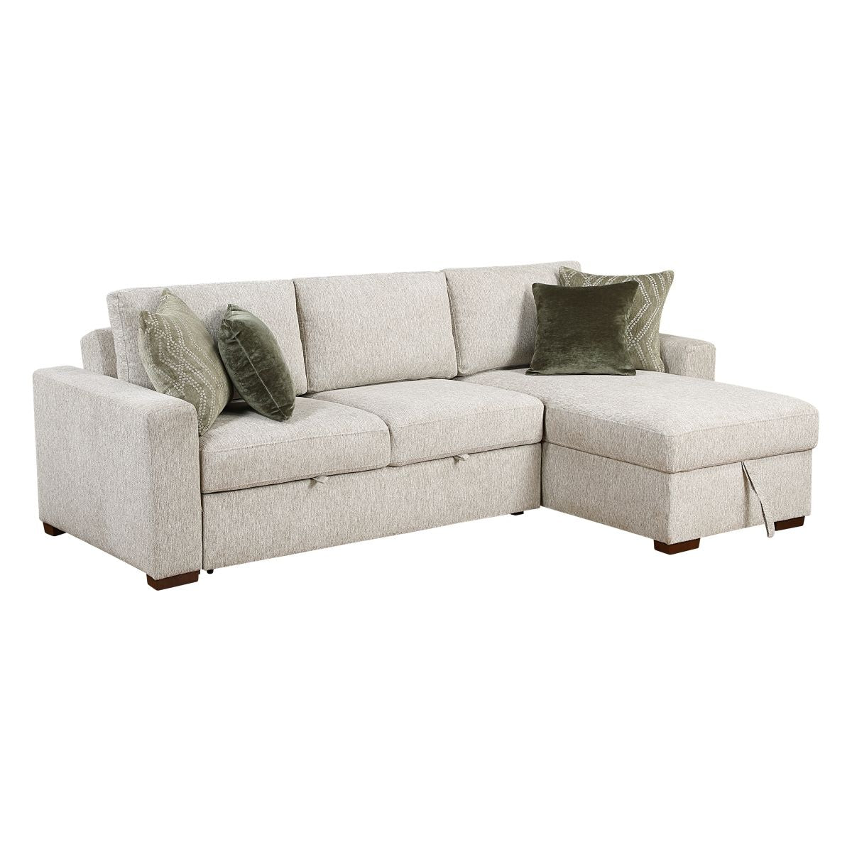 Isla 2-Piece Sectional with Reversible Chaise, Pull-out Bed and Hidden Storage, Click Motion Back
