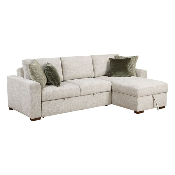 Isla 2-Piece Sectional with Reversible Chaise, Pull-out Bed and Hidden Storage, Click Motion Back