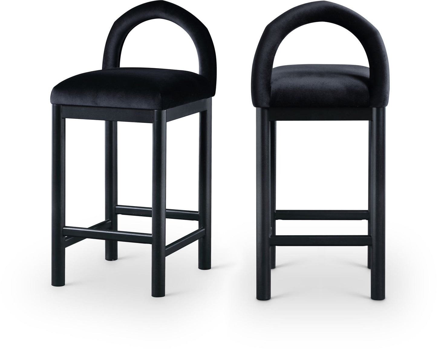 Conrad - Velvet Counter Stool With Black Legs