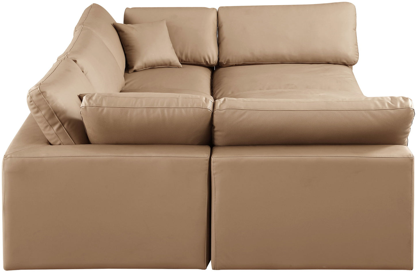Comfy - 6 Piece Faux Leather Sectional - Tan