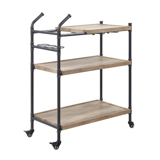 Brantley - Serving Cart - Oak & Sandy Black