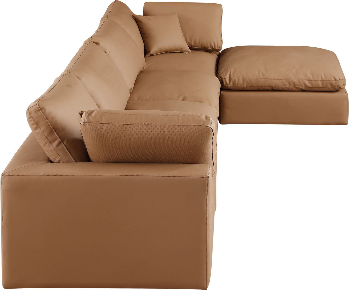 Comfy - 5 Piece Faux Leather Modular Sectional With Chaise