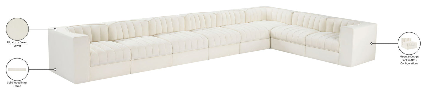 Rummi - Velvet Performance Fabric Upholstered 8 Piece Modular Sectional (With 3 Corner Chairs)