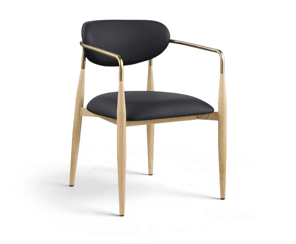 Ronda - Vegan Leather Upholstered Dining Arm Chair - Natural Legs