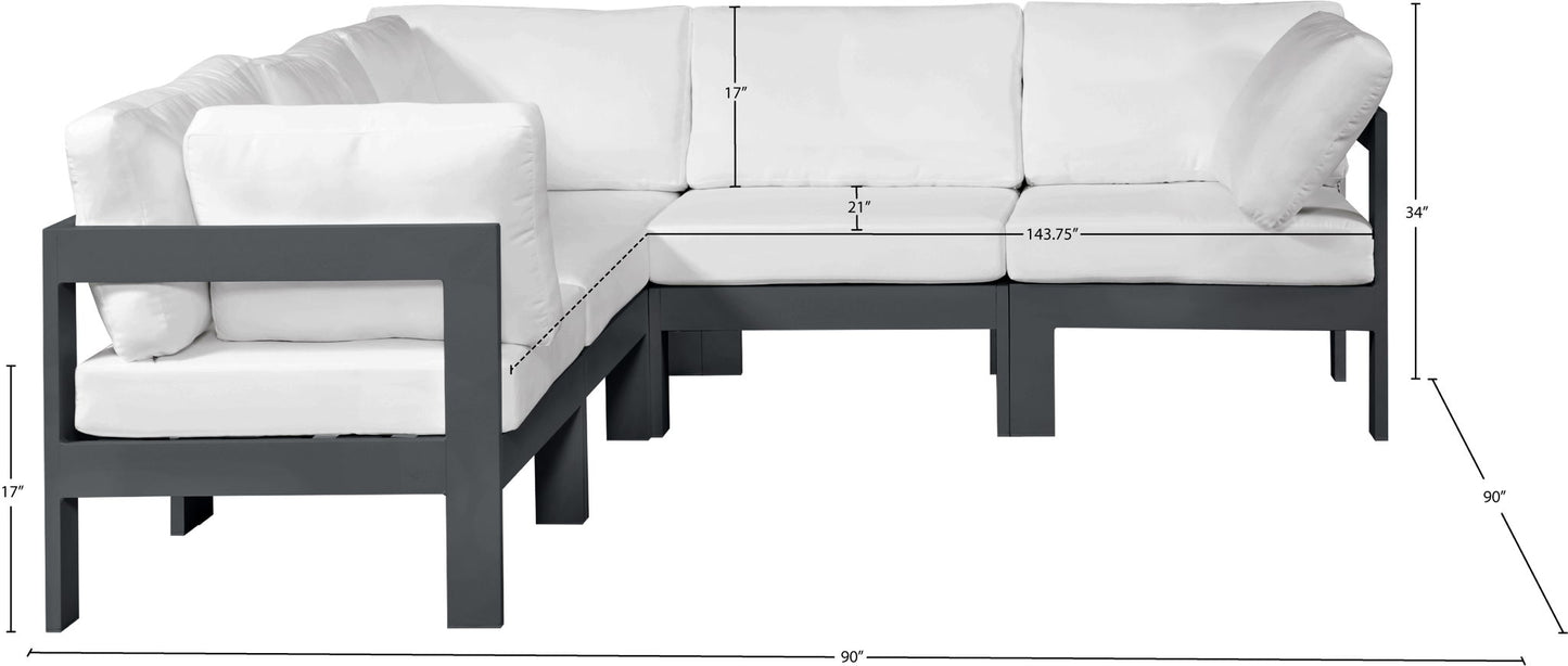Nizuc - Outdoor Patio 5 Piece Modular Sectional With Gray Frame