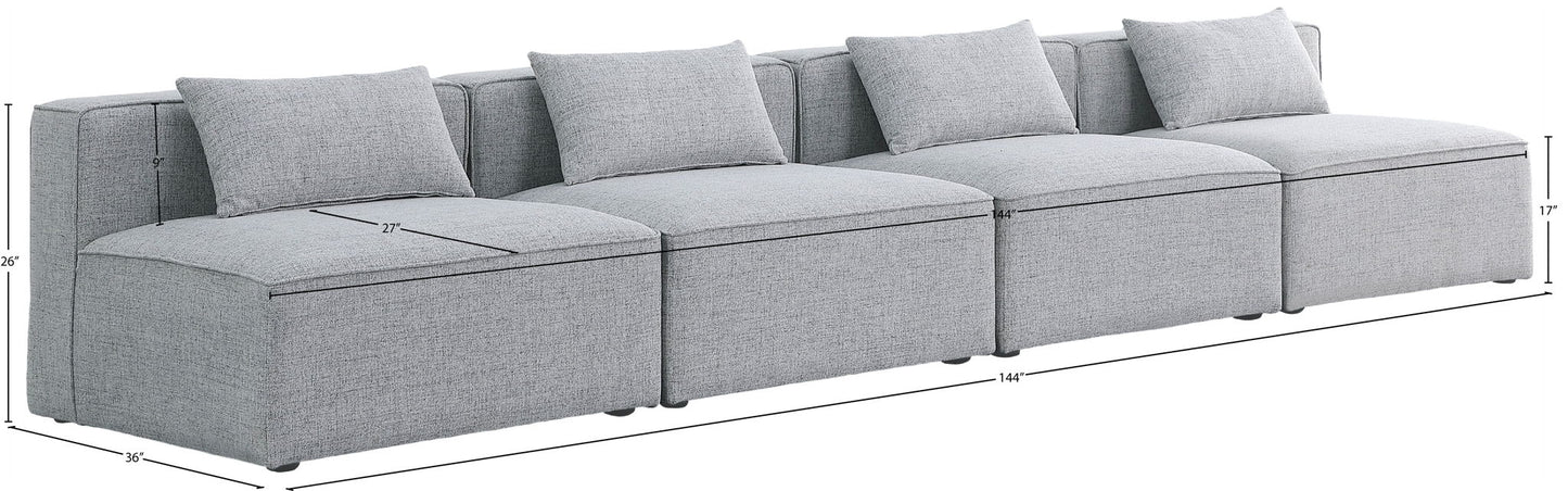 Cube - Linen Modular 4 Seat Armless Sofa