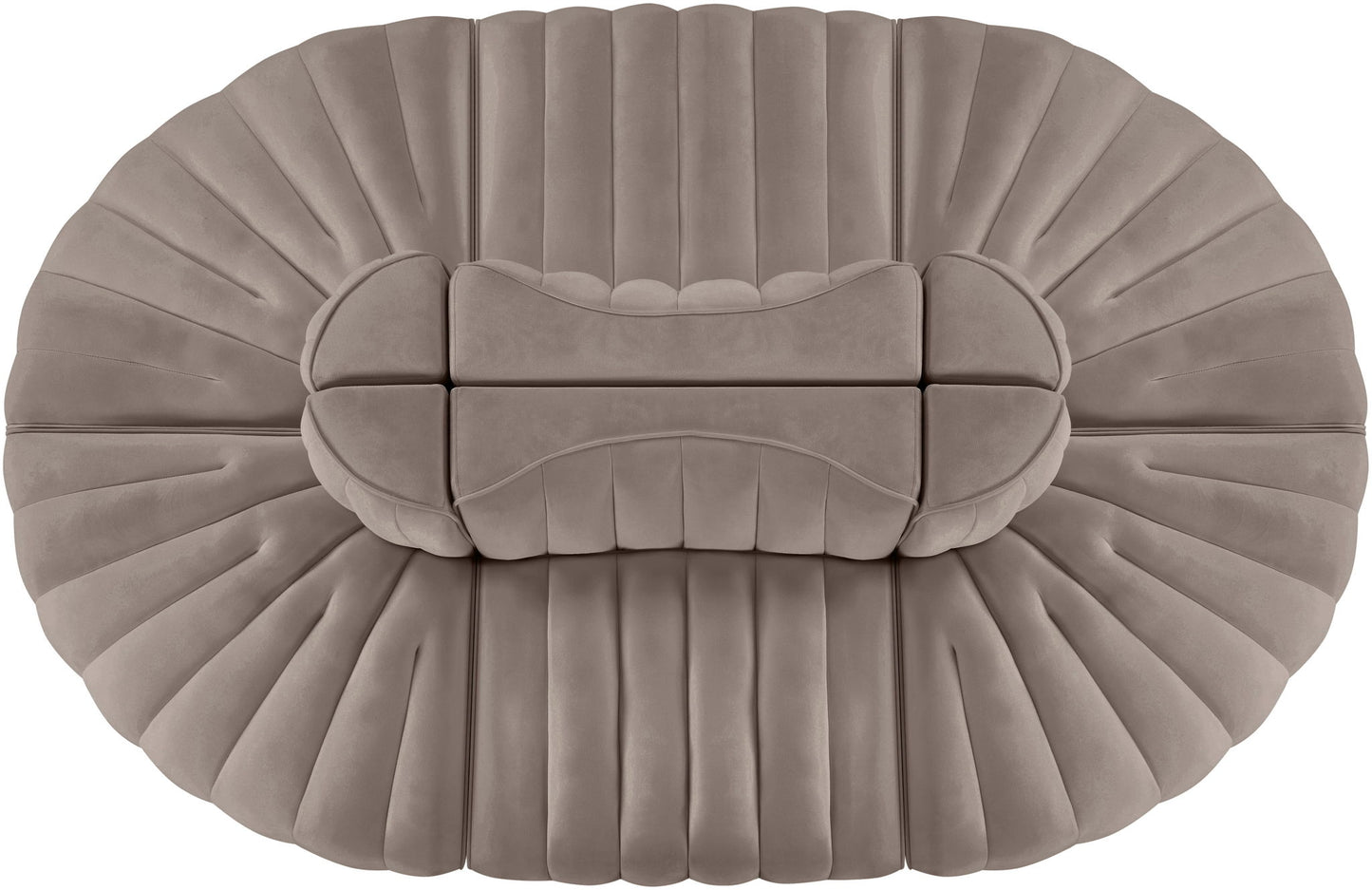 Rummi - Oval Velvet Performance Fabric Upholstered 6 Piece Modular Sectional