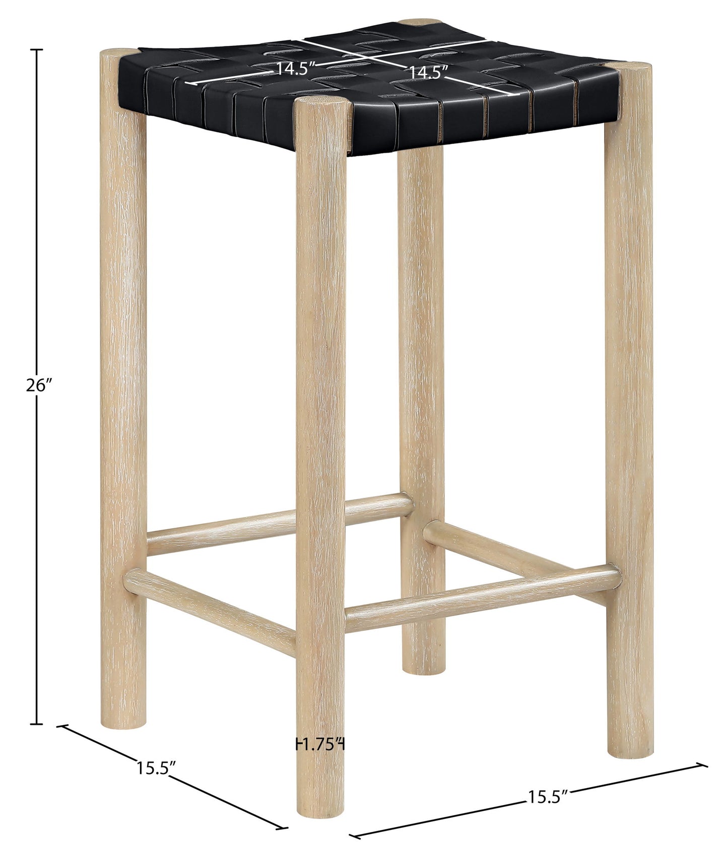 Entwine - Vegan Leather Upholstered Backless Counter Stool - Painted Natural