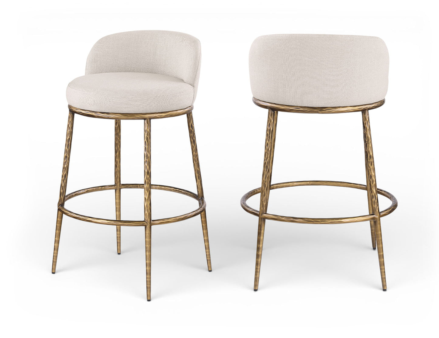 Ferro - Performance Fabric Upholstered Bar Stool - Antique Brass