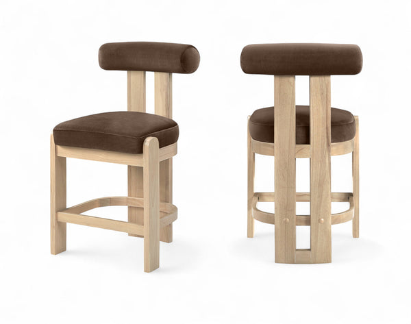 Arienzo - Velvet Performance Fabric Upholstered Counter Stool (Set of 2)