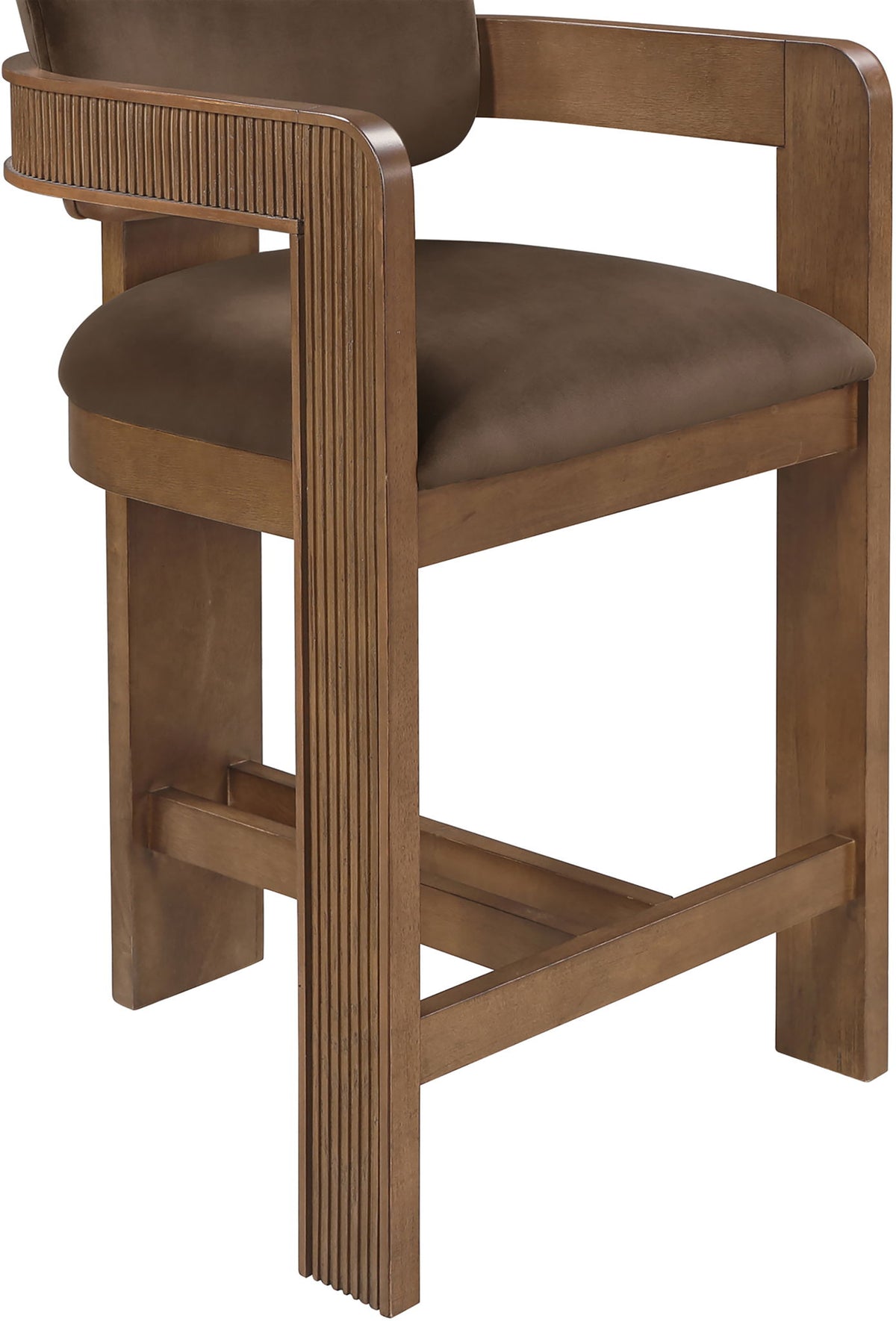 Sacha - Velvet Stool With Brown Base