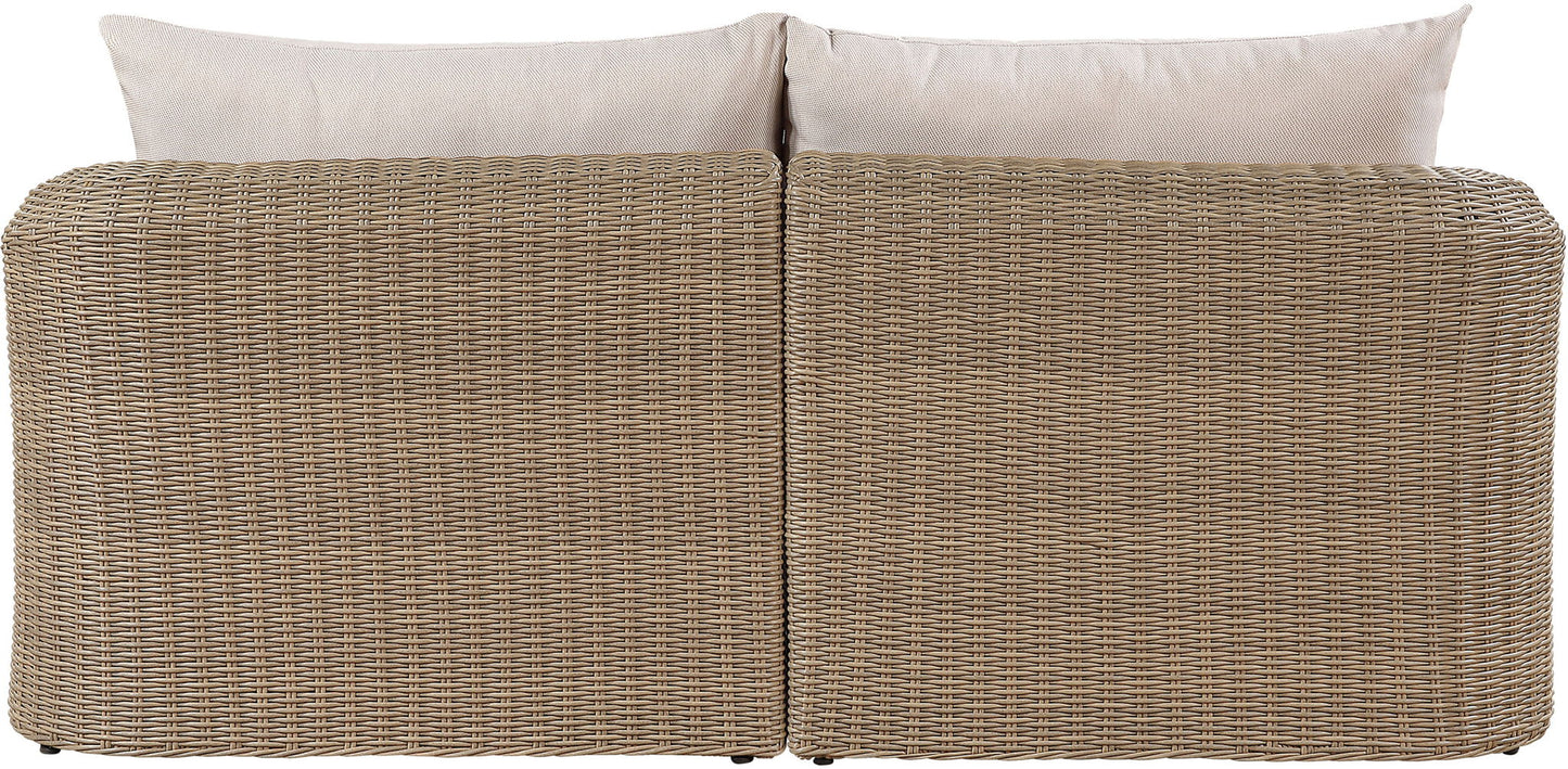 Seacrest - Olefin Water Resistant Fabric And Wicker 2 Piece Outdoor Patio Modular Loveseat