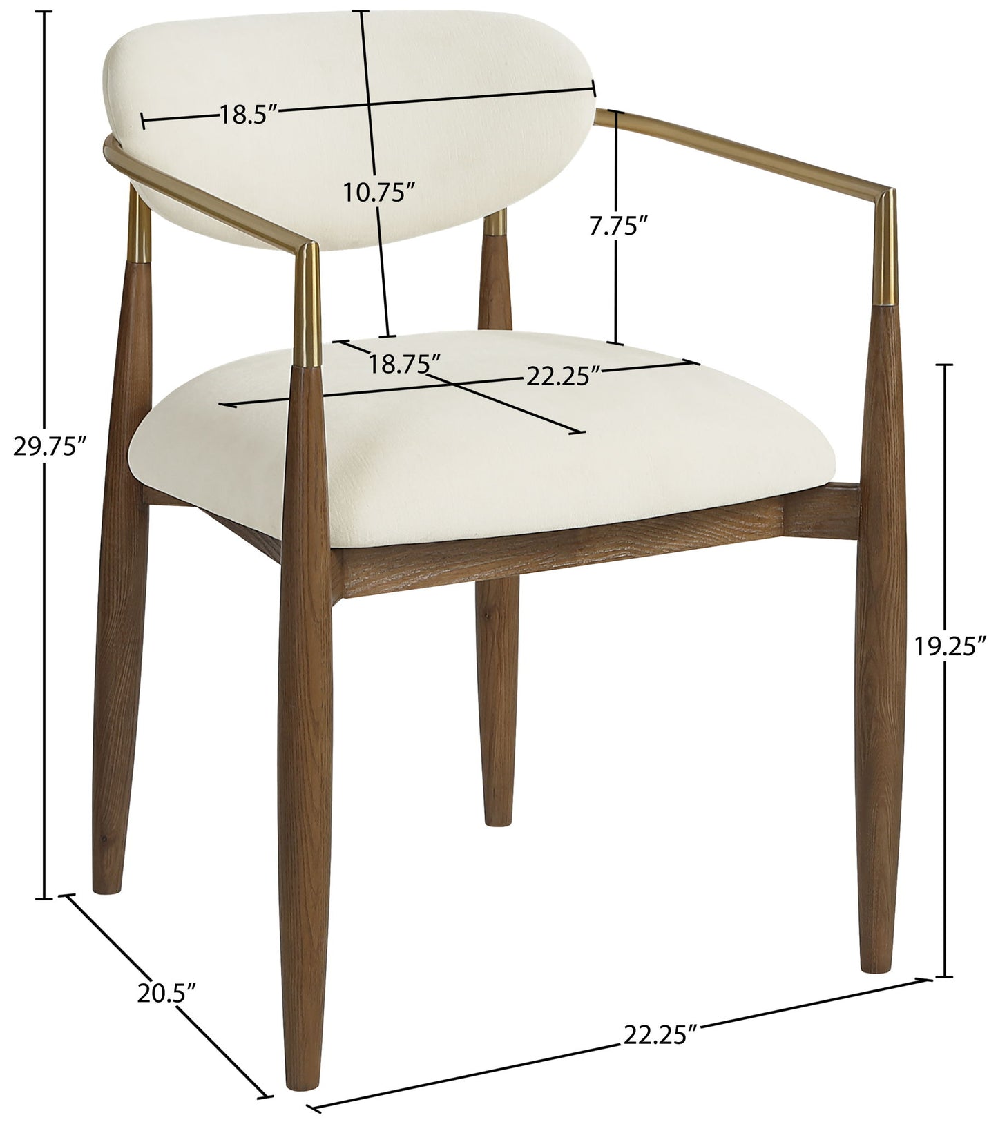 Riccio - Fabric Dining Arm Chair (Set of 2) - Walnut Frame