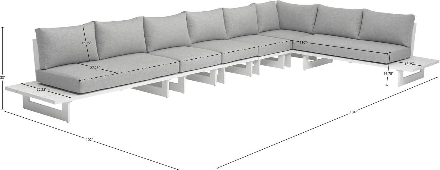 Maldives - 6 Piece Water Resistant Outdoor Patio Modular Sectional With White Base