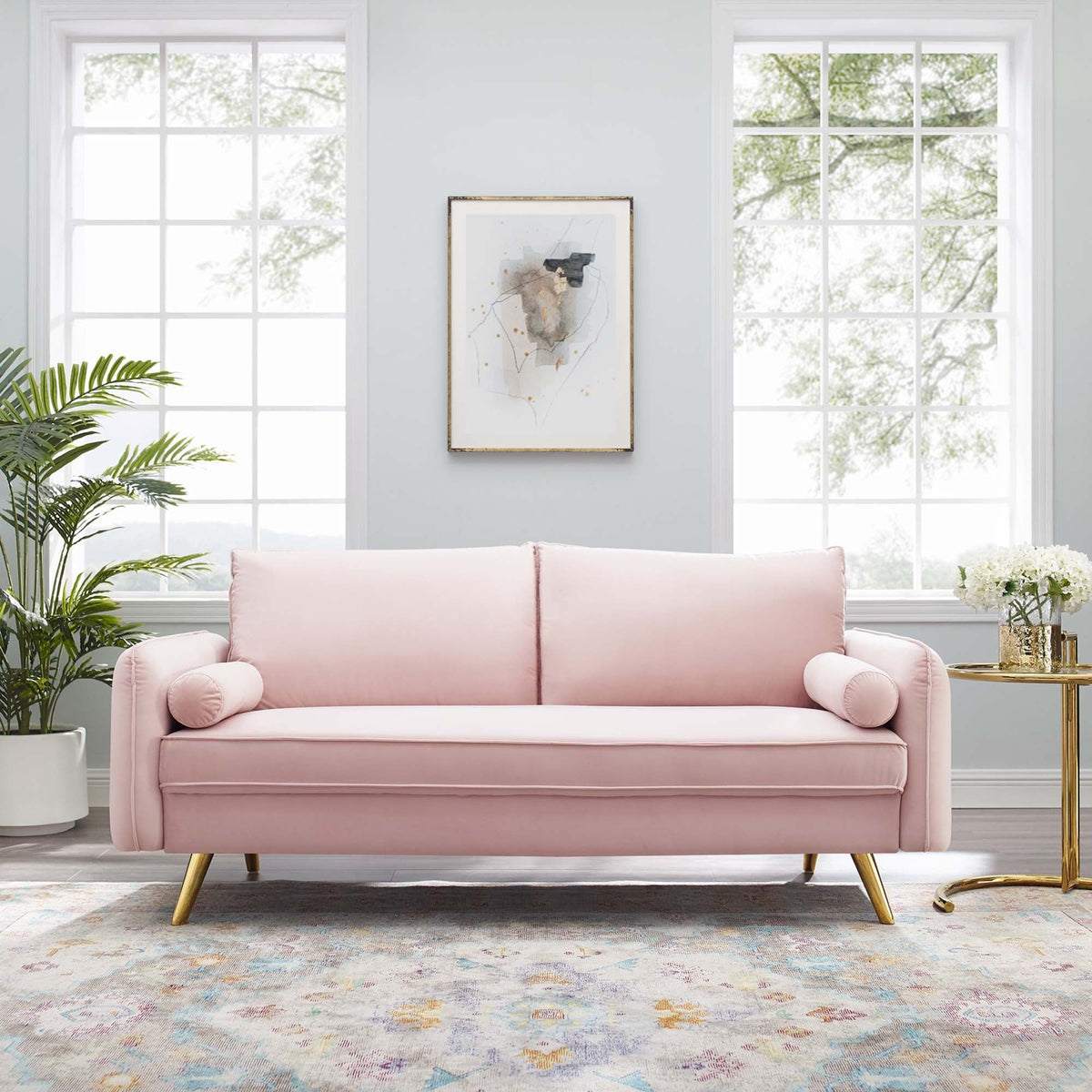 Revive Performance Velvet Sofa - Pink