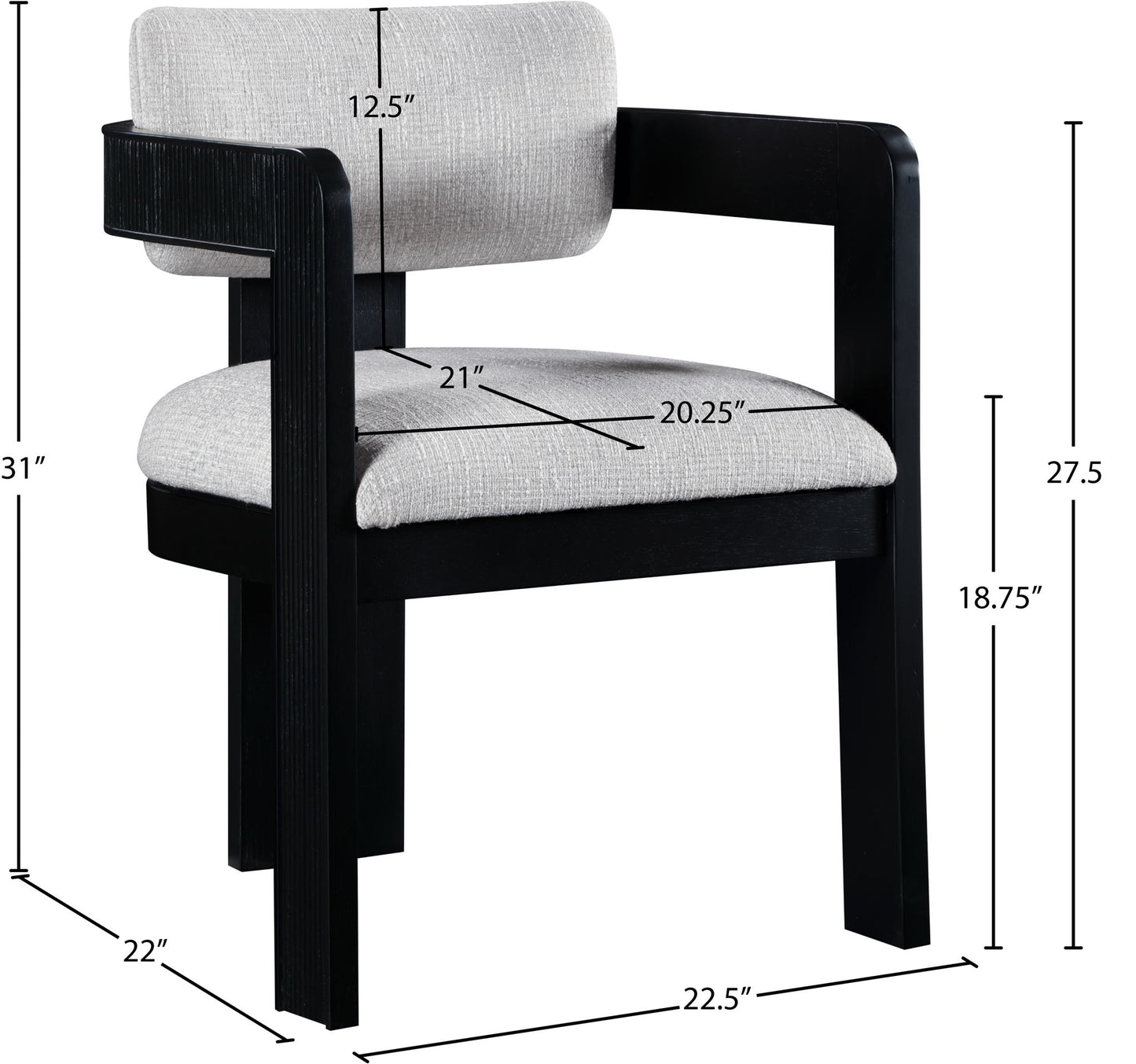 Sacha - Linen Dining Chair With Black Base (Set of 2)