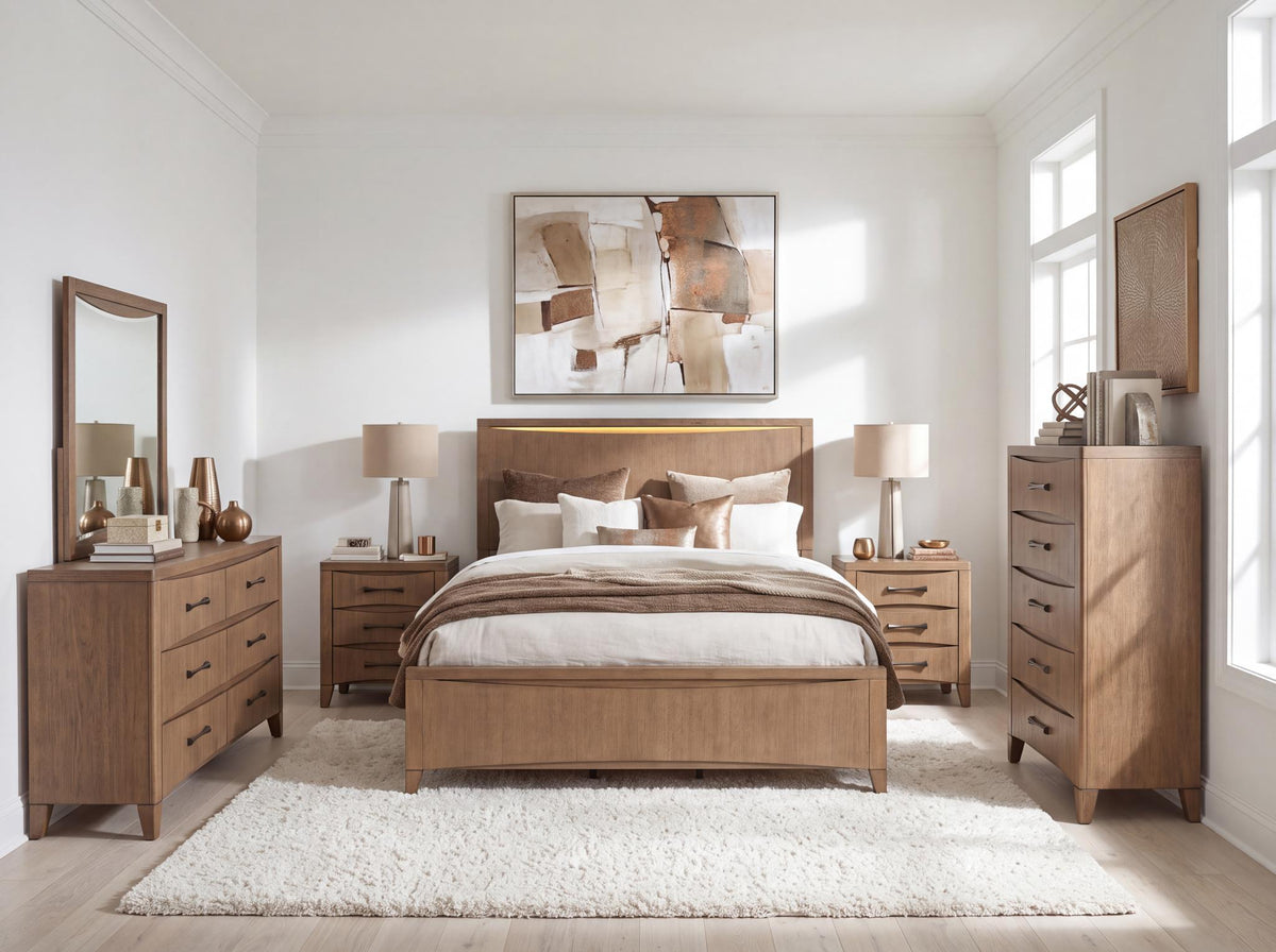 Horizons - Complete Panel Bed With Storage Footboard - Tweed