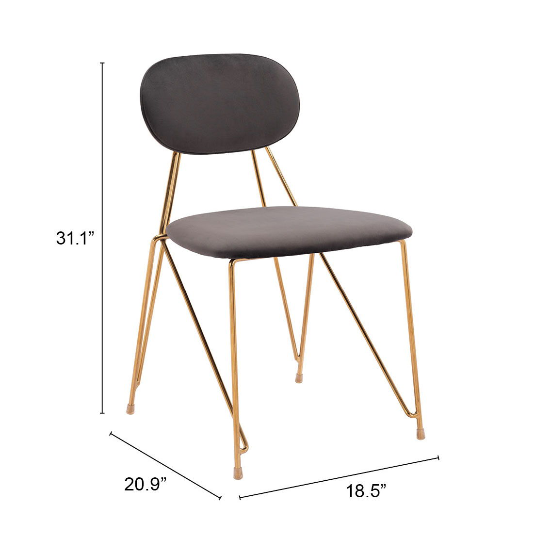 Georges - Dining Chair (Set of 2) - Gray / Gold