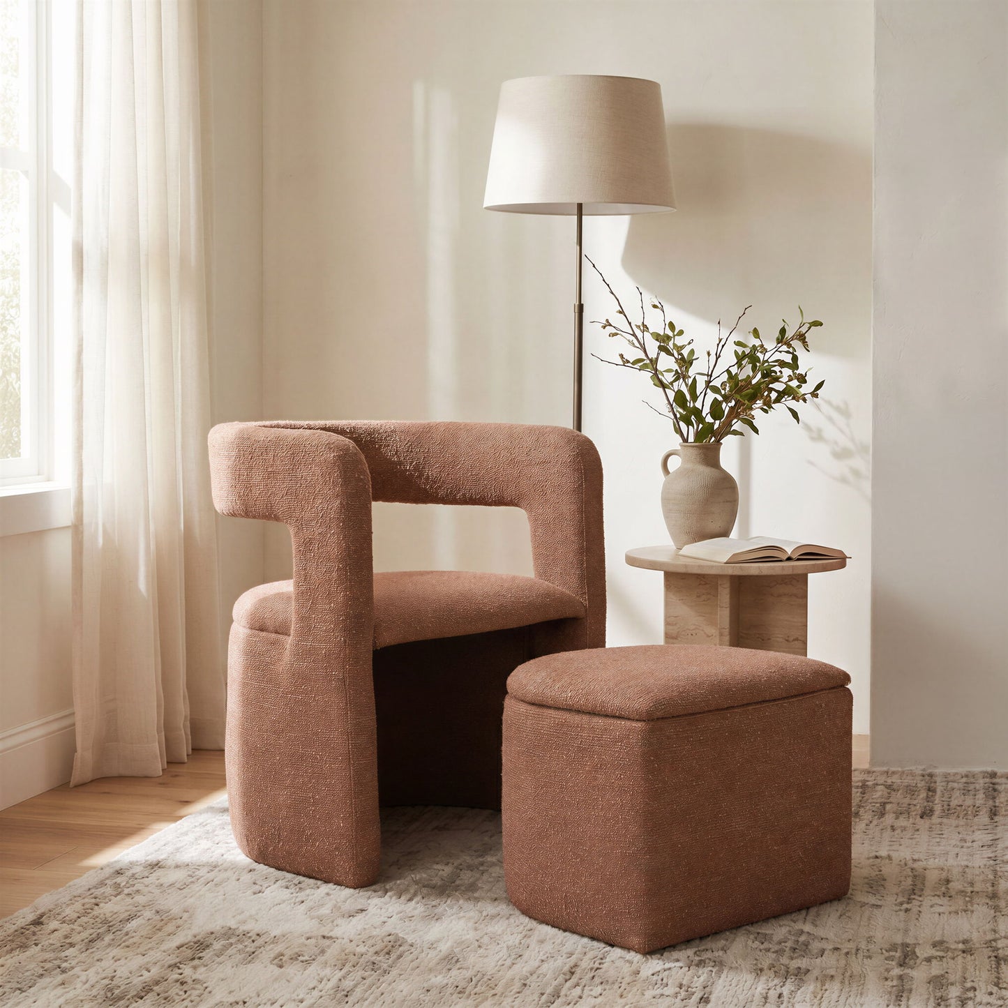 Atria - Accent Chair & Ottoman - Tawny Brown