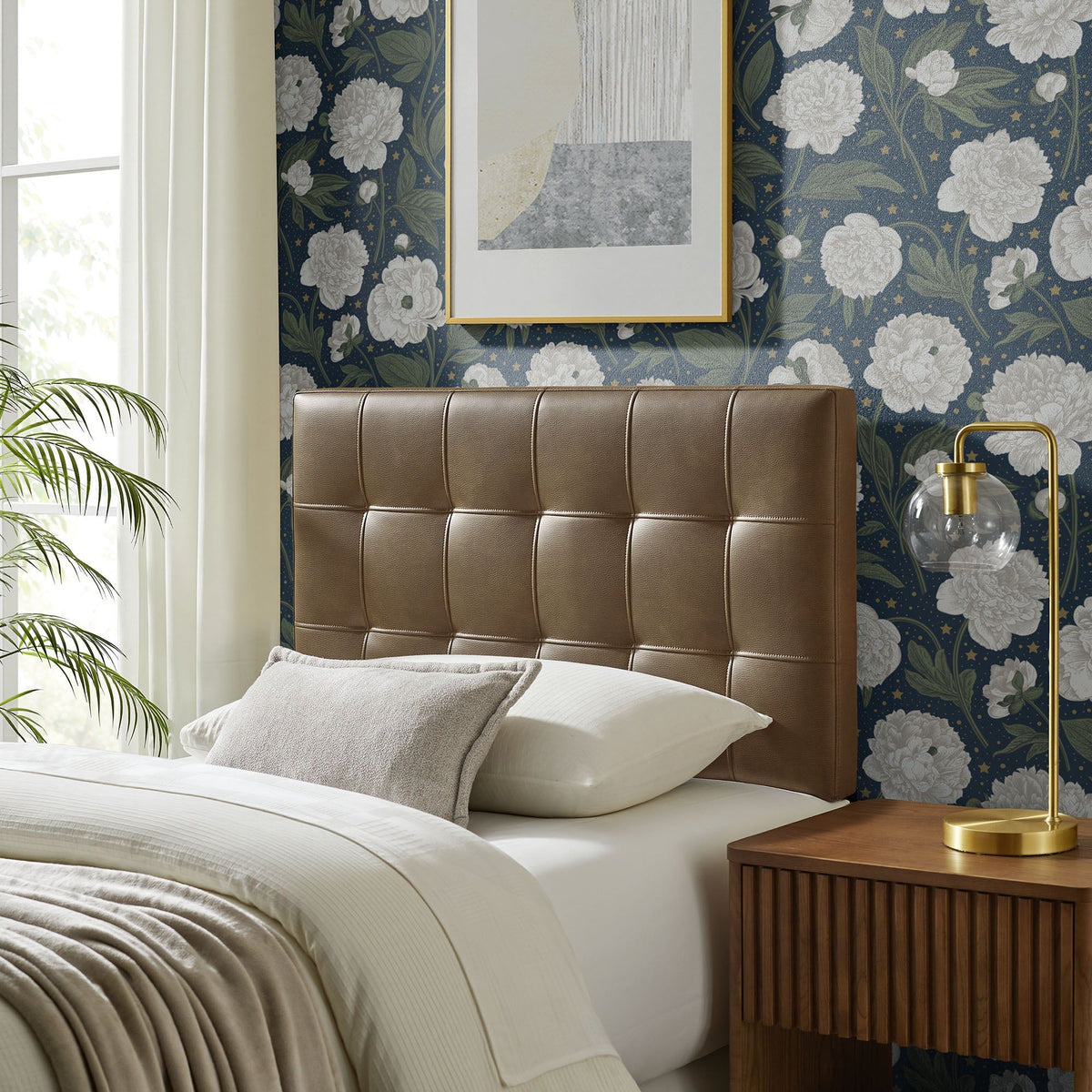 Lily Vegan Leather Headboard - Twin, Mushroom