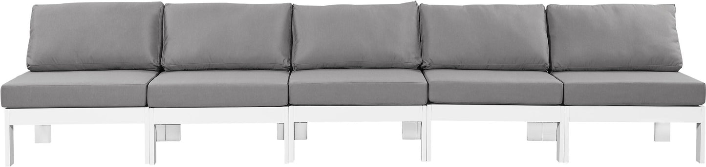 Nizuc - Outdoor Patio 5 Seat Modular Armless Sofa With White Frame